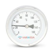 Термометр VARMEGA биметаллич. с погр. гильзой 63 мм, 160гр.С, штуц.50 мм, 1/2quot;, VMMT02-635004