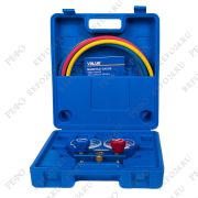 Манометрический коллектор двухвентильный Value VMG-2-R410А, шланги 90 см, кейс (R410a)