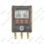 Манометрический коллектор двухвентильный электронный Elitech MS-1000, шланги, адаптеры, внешние датчики температуры, кейс (на все типы хладагентов)
