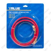 Шланги для заправки фреона Value VRP-U-RYB 120 см, для R22 и др. (1/4 SAE), комплект 3 штуки