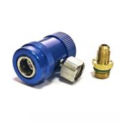 Быстросъёмная муфта для автокондиционера FavorCool QL-1234 для R1234yf с краном, 3/8 SAE 90° female + переходник 1/4 SAE male, низкое давление