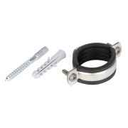 Мет.оцин. хомут для труб с резиновой прокладкой, болтом и дюбелем 5/4