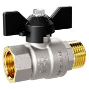 Кран шаровой латунный LD Pride 47.32.В-Н.Б Ду 32 Ру 25 (бабочка с бир.)