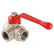 Кран шаровый трехходовый «рычаг» ВВ внутренняя резьба Г-образный 1/2