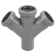 Крестовина одноплоскостная канализационная ПП 50*50*50*45гр.С мм с раструбом серая (уп.40 шт)