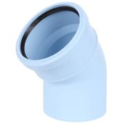 Отвод для водостока ПП 110*45гр. мм Синикон Rain Flow с раструбом голубой (уп.20 шт)