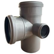 Крестовина двухпл. канализ. ПП 110*110* 50*87гр. мм правая с растр. сер. Синикон стандарт (Valsir)