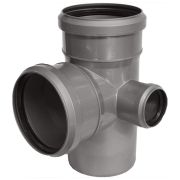 Крестовина двухпл. канализ. ПП 110*50* 110*87гр. мм лев. с растр. Сер. Синикон стандарт (Valsir)