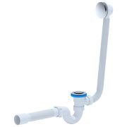 Сифон для ванны «АНИ» с гибкой трубой 1 1/2х40/50, нержавеющий выпуск кнопка (EC155) (Россия)