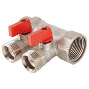 Коллектор с отсекающими шаровыми кранами 2 выхода 1« * 3/4» (VTc.580.NE) (Valtec)