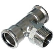 Тройник-пресс для нержавеющих труб Sanha NiroPress 316L ВПр-НР-ВПр, 22×R1/2x22