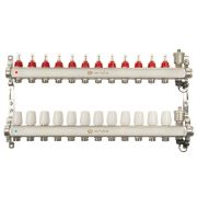 Группа коллекторная ONDO нерж сталь 12 вых. с автомат. воздухоотвод., расход. и термостат. клапанами