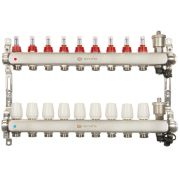 Группа коллекторная ONDO нерж сталь 9 вых. с автомат. воздухоотвод., расход. и термостат. клапанами