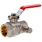 Кран шаровой латунный РИДАН BVR-DR DN32 PN40 с внутренней резьбой и спускным элементом