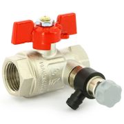 Кран Uni-Fitt шаровой ВВ 1/2« с дренажным вентилем (заглушка 1/4»), бабочка