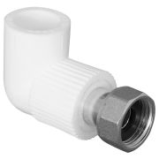 Угольник TEBO бел. PP-R 90 град. с накидной гайкой 25х3/4