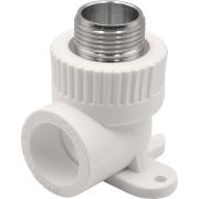 Угольник THERMOLIGHT комбинированный PP-R НР с креплением 25х3/4quot; белый (10/80)